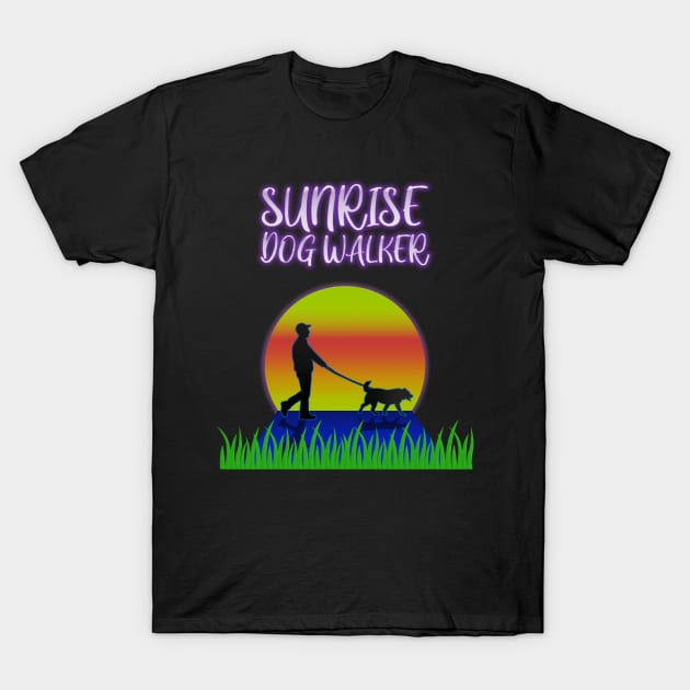 Sunrise Dog Walker T-Shirt by CreativeWear